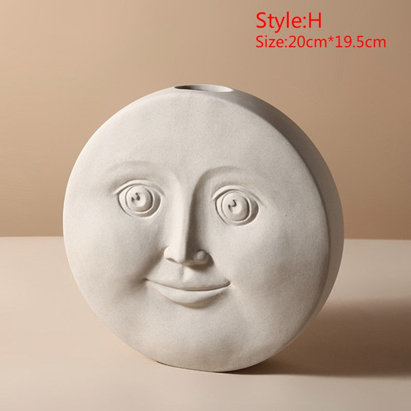 Ceramic Abstract Human Head Flower Pots