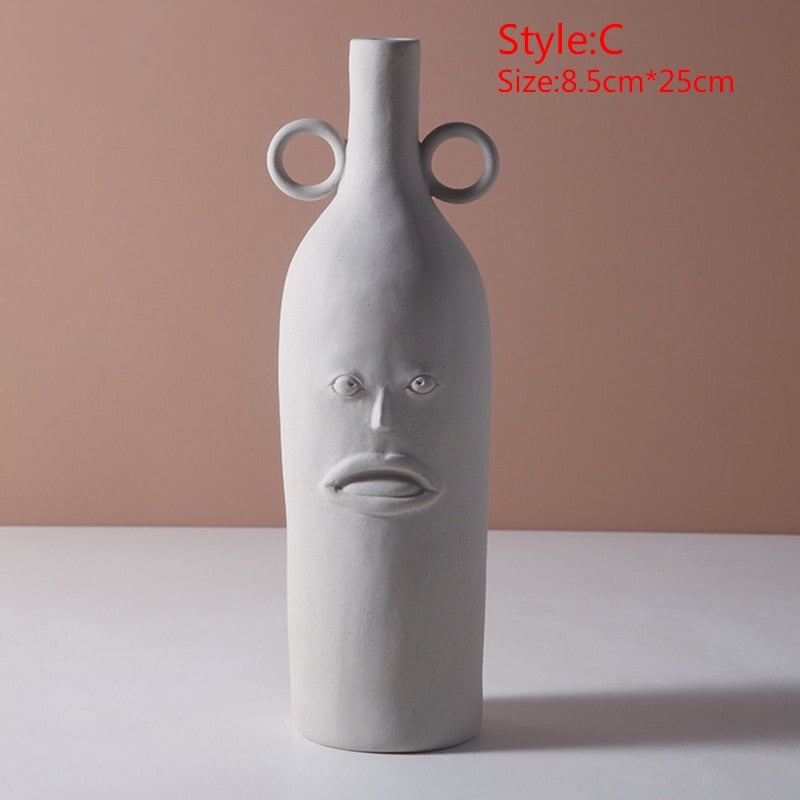 Ceramic Abstract Human Head Flower Pots