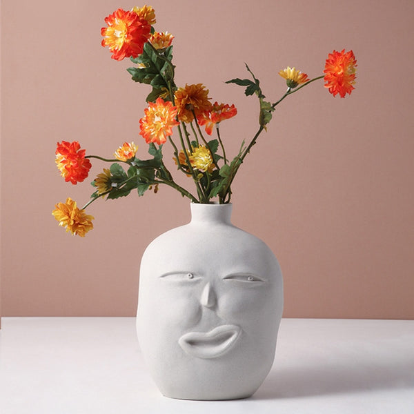 Ceramic Abstract Human Head Flower Pots