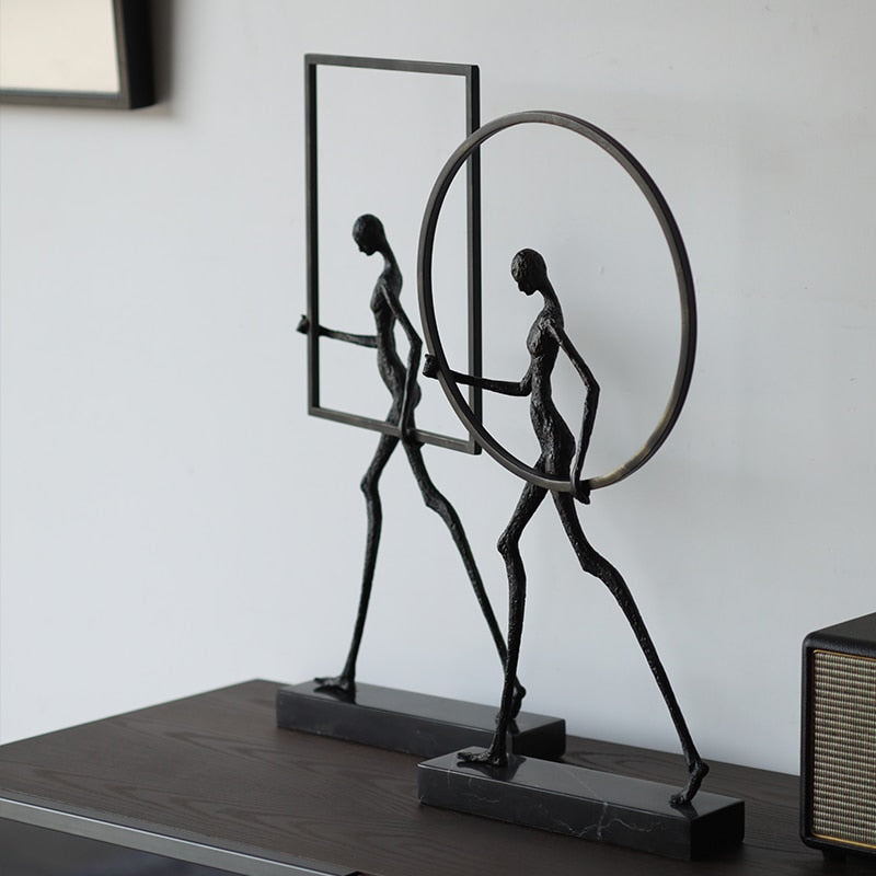 Abstract Figure Walking On Marble Statue