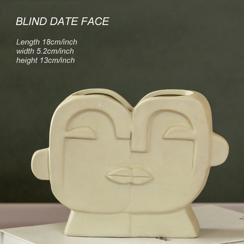 Ceramic Abstract Human Head Flower Pots