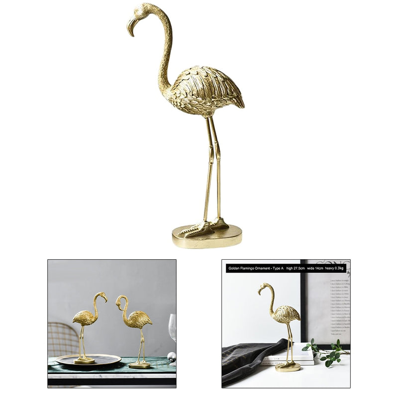 Gold Flamingo Figurine Resin Sculpture