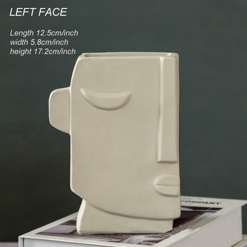 Ceramic Abstract Human Head Flower Pots