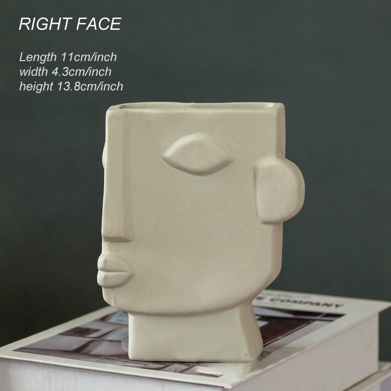 Ceramic Abstract Human Head Flower Pots
