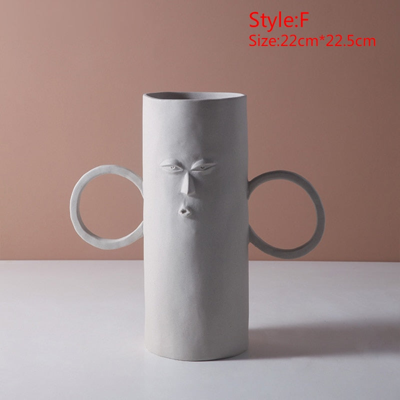 Ceramic Abstract Human Head Flower Pots