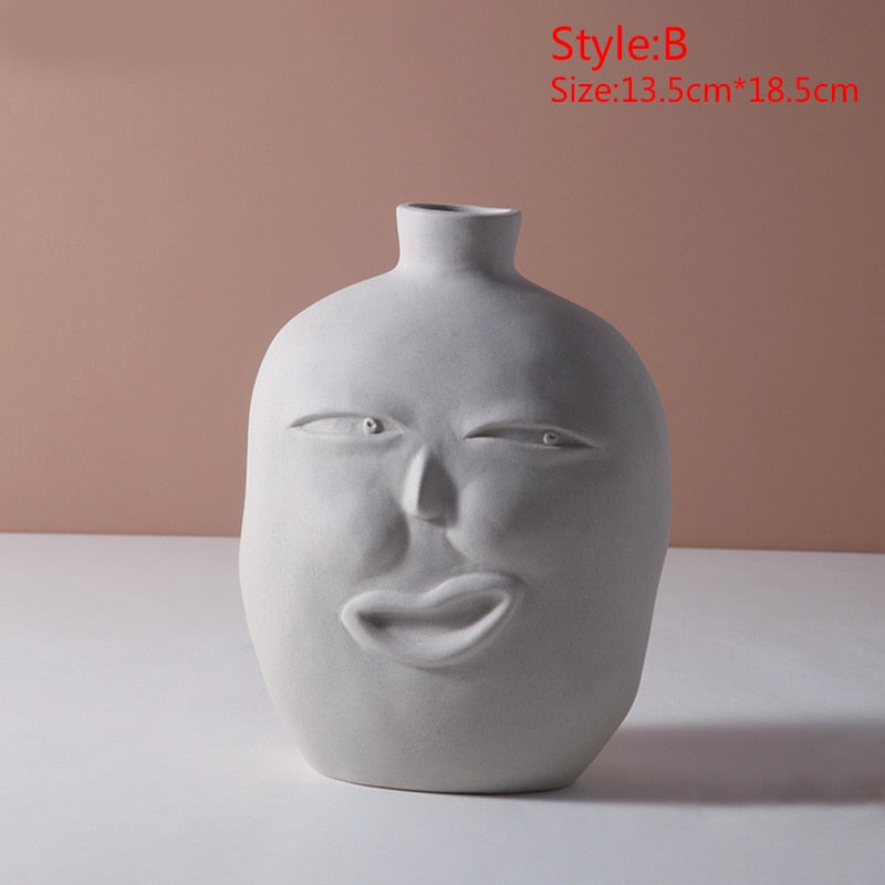Ceramic Abstract Human Head Flower Pots