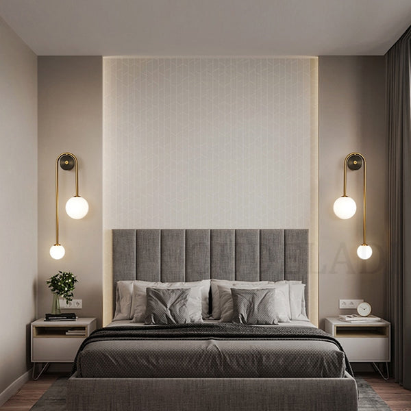 Edison Glass ball LED modern brass decor wall lamps