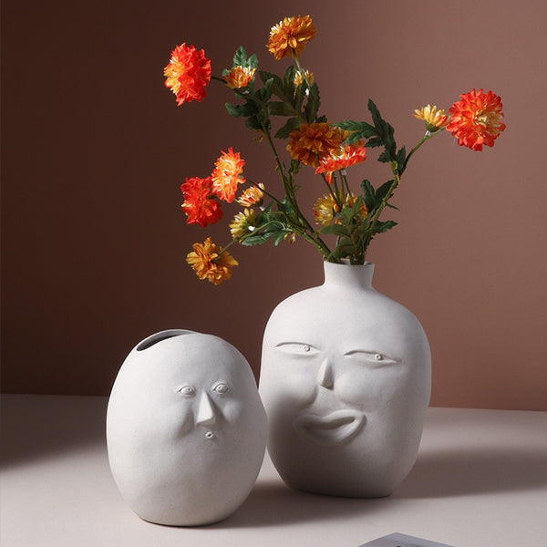 Ceramic Abstract Human Head Flower Pots