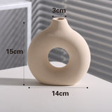 Nordic Round Hollow Ceramic Donut Vase