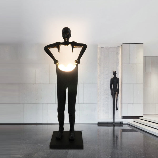 Humanoid Art Sculpture Holding Ball Floor Lamp