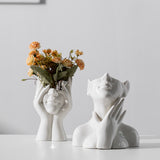 1Pcs Ceramic Face Flower Vases