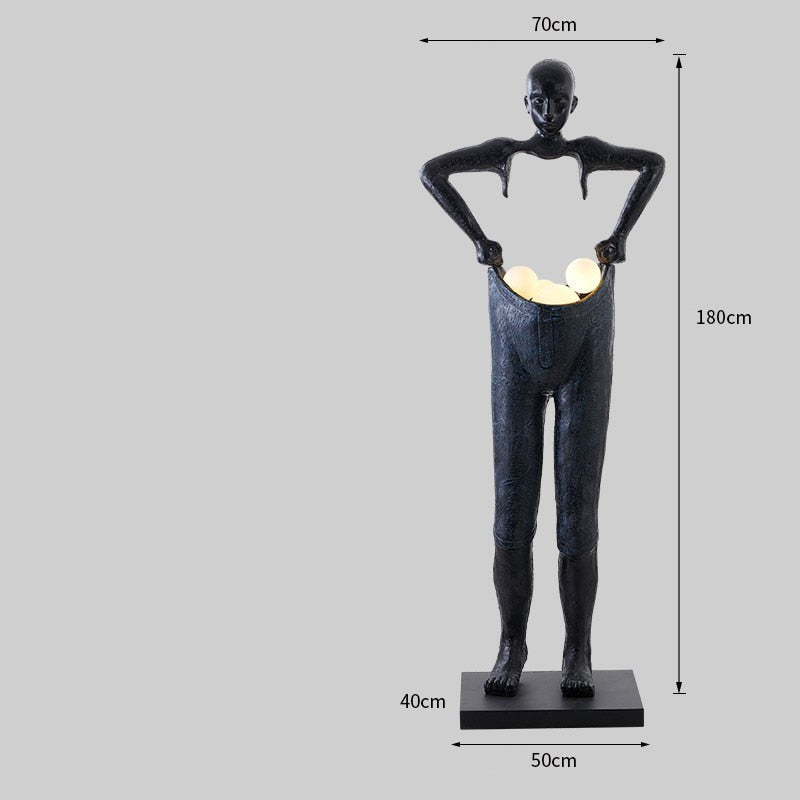 Humanoid Art Sculpture Holding Ball Floor Lamp