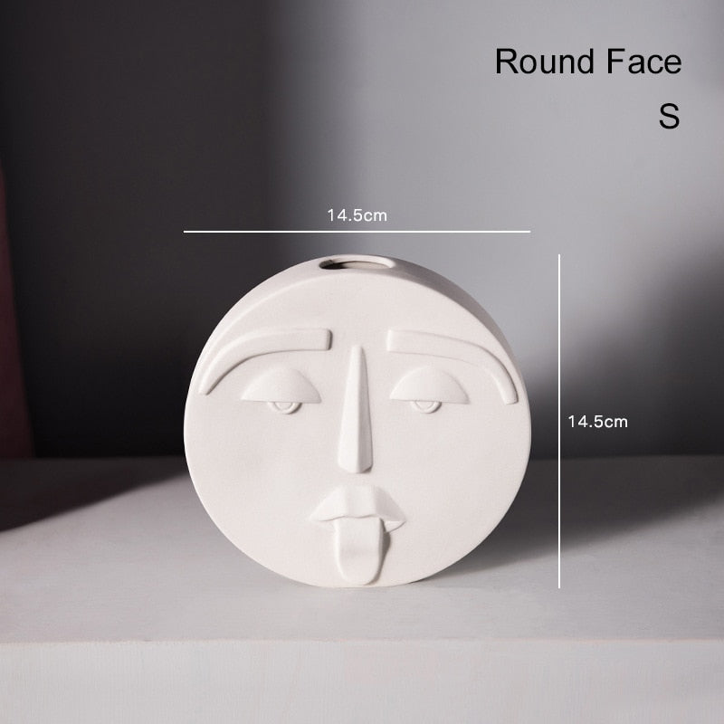 Ceramic Abstract Human Head Flower Pots