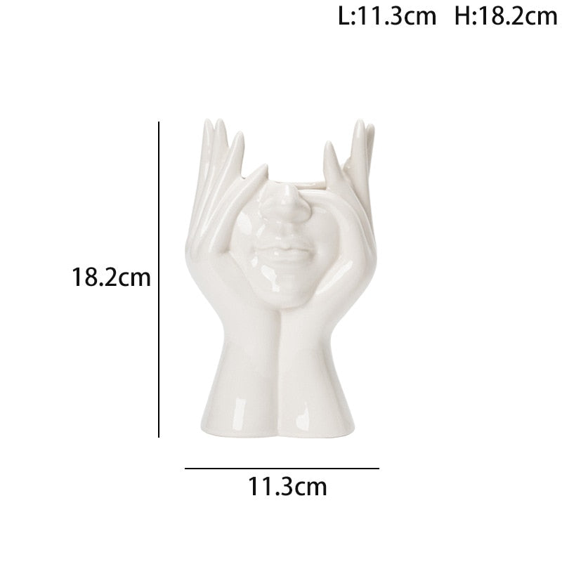 1Pcs Ceramic Face Flower Vases
