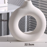Nordic Round Hollow Ceramic Donut Vase