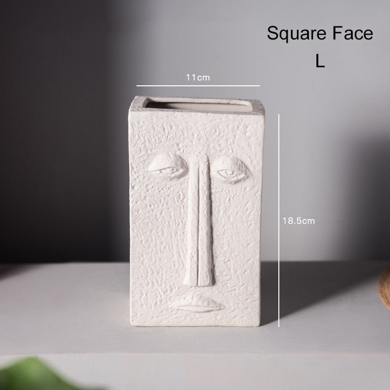 Ceramic Abstract Human Head Flower Pots