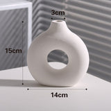 Nordic Round Hollow Ceramic Donut Vase