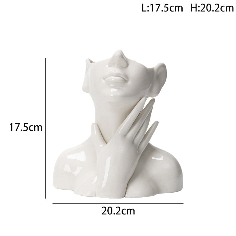 1Pcs Ceramic Face Flower Vases