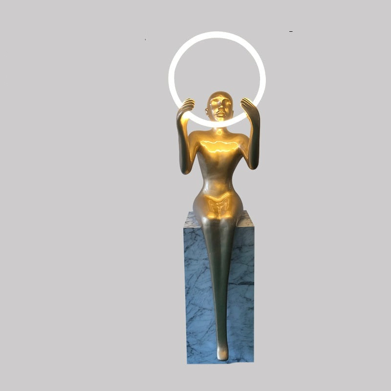 Humanoid Art Sculpture Holding Ball Floor Lamp
