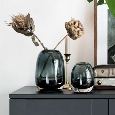 luxury thick transparent glass vase