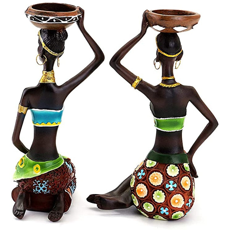 Olola African Figurines Candleholder  8.5"