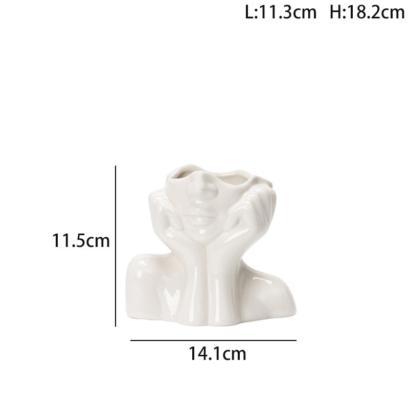 1Pcs Ceramic Face Flower Vases