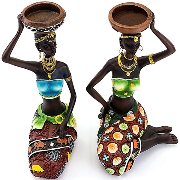 Olola African Figurines Candleholder  8.5"