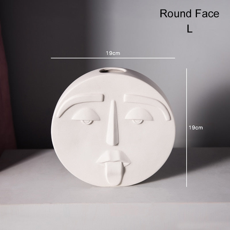 Ceramic Abstract Human Head Flower Pots